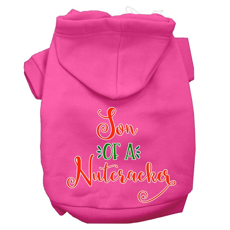 Son of a Nutcracker Screen Print Dog Hoodie Bright Pink XS